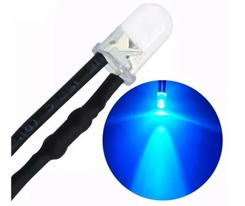 High Brightness Blue 10mm LED Diode 12V with 20cm Cable 0