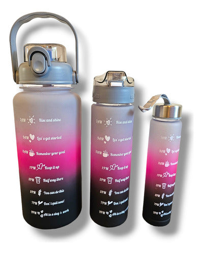 Set of 3 Motivational Sports Water Bottles with Time Tracker 9