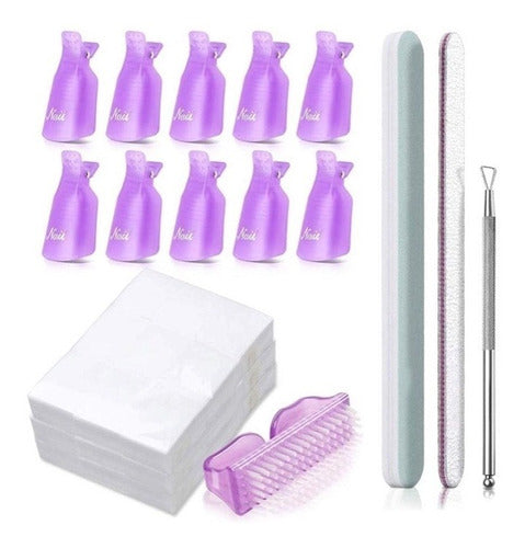 Asiarg Complete Nail Polish Remover Kit with Clips, Wipes, Files, and Pusher 0