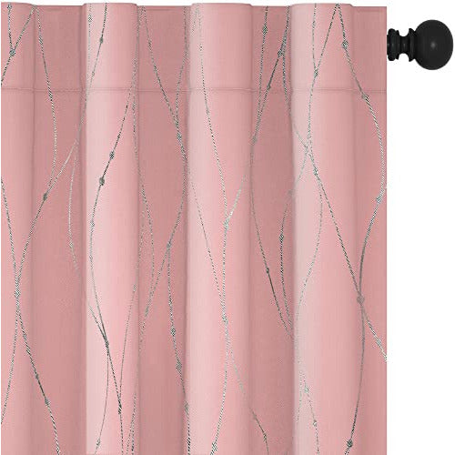 Deconovo - Curtains with Light Blocking, Back Tab and Pocket for Sliding Glass Door, 95 Inches Long, 2 Panels 0