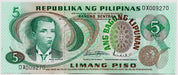 Fk Billete Filipinas 5 Piso 1978 P-153 Sin Circular. 0