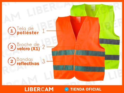 Libercam Reflective Safety Vest Fluorescent for Motorcycle and Car 4