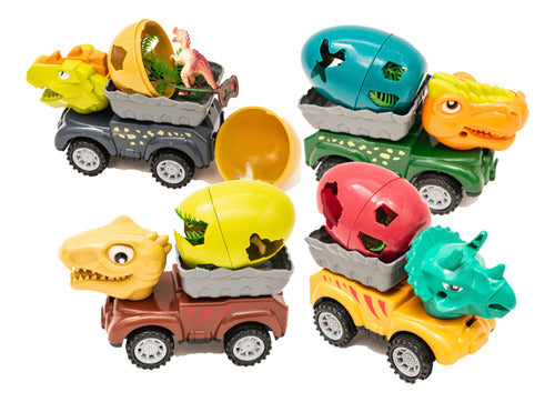 Egg Dinosaur Set of 4 Dino Cars with Surprise Egg 0