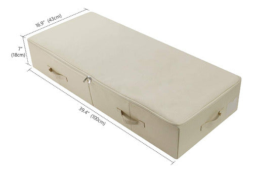 Iwill Create Pro Ultra Large Under Bed Storage Organizer Box With Lid, Folding Design With 6 Handles, Beige 1