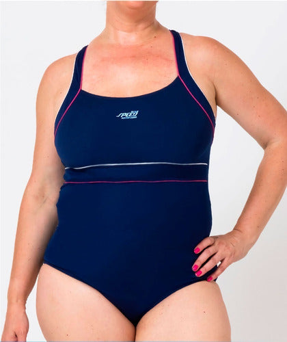 Speed Women's One-Piece Swimsuit with Fine Contrasting Trims - Plus Sizes 3
