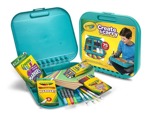 Crayola Create & Carry Art Kit x 75 Pieces - Ideal for Travel 2