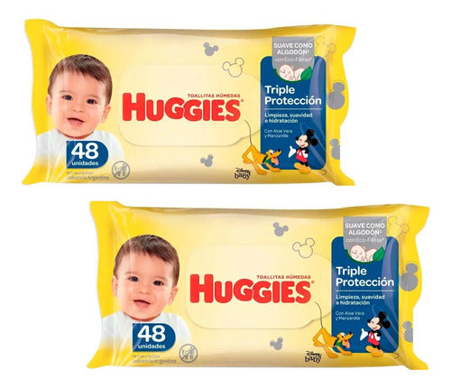 Kit X 2 Toallitas Humedas Huggies 48 U Triple Proteccion 0