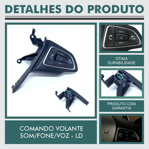 Botão Comando Voz Som Fone Volante Ford Ecosport 2017 2018 3