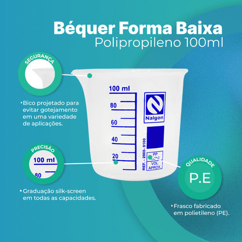 Béquer Becker De Plástico Polipropileno Forma Baixa 100ml 2