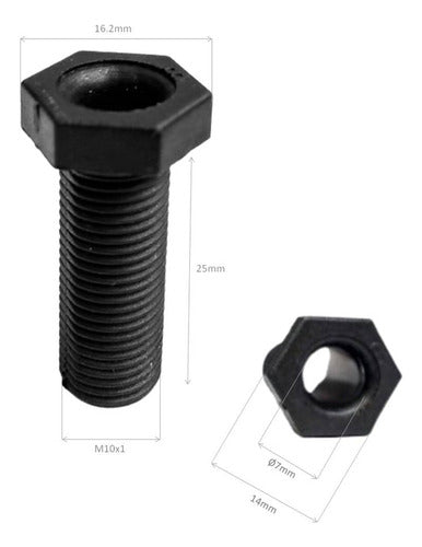 Etech Pack 50 Chicoleta Niple Plastica M10x1 25mm Negro 1