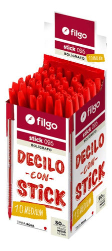 Filgo Red Stick Ballpoint Pen Pack of 50 Units 0