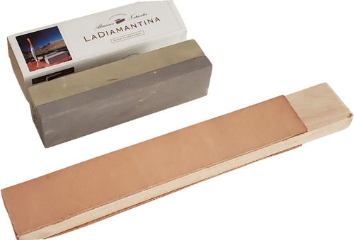 Asentados Combo Leather Strop with La Diamantina Dual-Sided Stone - 18cm 1