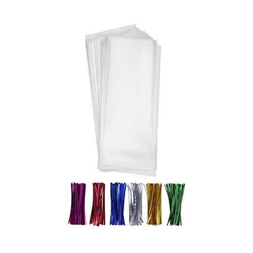 BakeBaking 200 Transparent Small Long Bags, 2 x 10 0