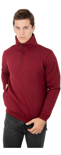 Olegario Men's Fleece Hoodie with Half Zipper 2