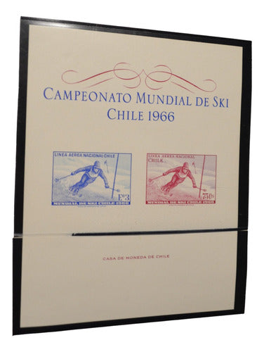 Chbl6 Chile Hoja Block Año 1966 Campeonato Mundial De Ski 0