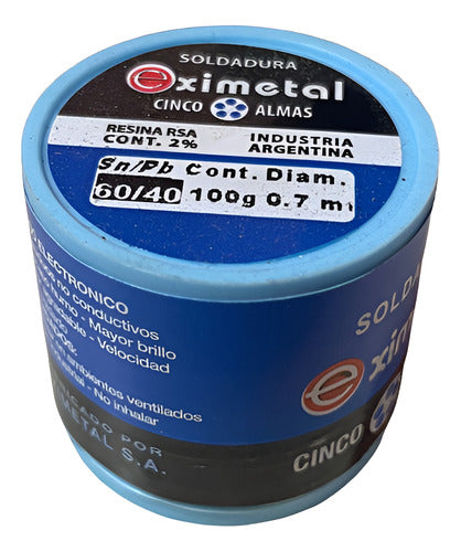 Estaño Eximetal 0.7mm 60/40 Soldadura Electronica 100gr 0