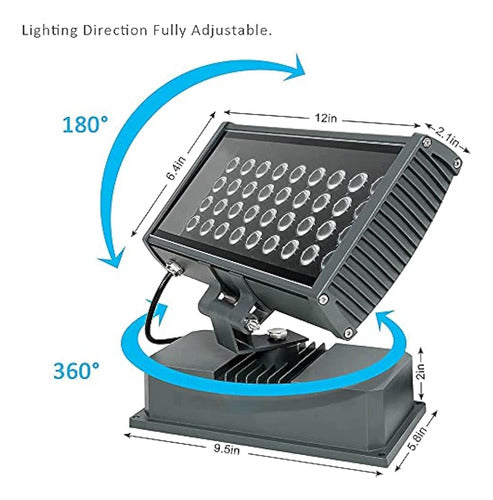 Bañador De Pared Led Rgbw De 144 W Con Control Remoto Rf, Di 1