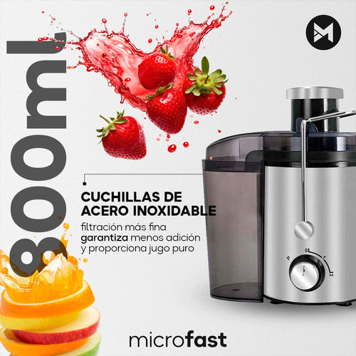 Microfast Electric Juicer 500W 220-240V 2 Speed Stainless Steel + 1.5L Jug 4