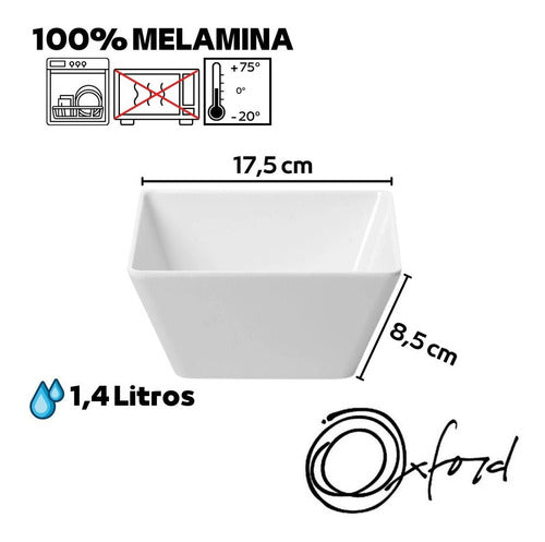 Tigela Melamina 100% Quadrado 1,4l 17,5cm Oxford 2 Unidades 2