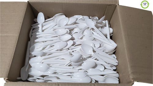 Clean Lab SRL White Disposable Sundae Plastic Spoons - 10,000 Count 0