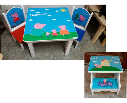 Crecer en Colores Combo Mesa Infantil + Dos Sillas + Banquito Escalera 4