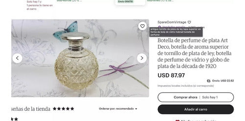 Cristal Imperial Perfume Bottles with 925 Silver Top - Price for the Pair 7