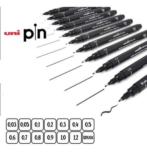 Uni-ball Uni Pin Microfiber Permanent Fine Brush Draw 0