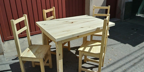 Solid Pine Table 1.20m x 0.80m + 4 Reinforced Chairs Set - ElCarpintero3 2