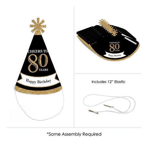 ~? Big Dot Of Happiness Adult 80th Birthday - Gold - Cone Bi 3