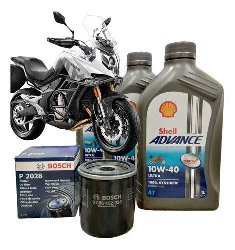 Cfmoto Kit Service Cf Moto 650 Mt-Aceite Shell Advance+Filtro Bosch 0