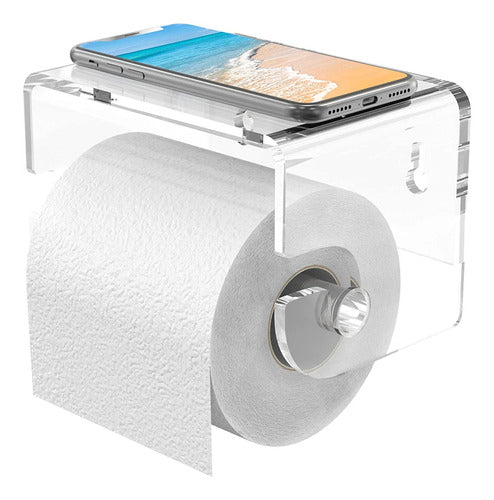Meteou Adhesive Toilet Paper Holder with Shelf 0