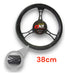Premium Black Leather Steering Wheel Cover for Auto 37/39 cm 2