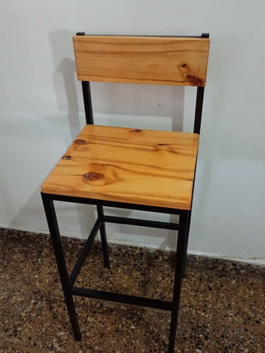 High Breakfast Bar Stool - Iron and Wood - Handcrafted by JDM 4