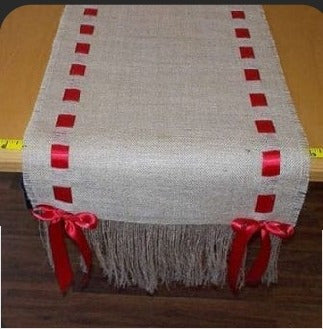 Camiygen Caminito, Jute and Burlap Table Runner with Trimmings and Tassels 1