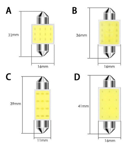 Generic LED Tube Lamp Cob 12V Ceiling Light for Car 39mm 7