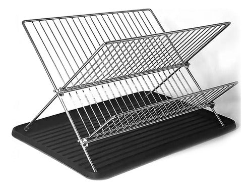 Home Basics Two-Tier Chrome Plated Dish Drainer 0