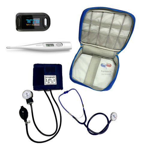 Contec Nursing Kit: Oximeter, Thermometer, Sphygmomanometer + Case 0