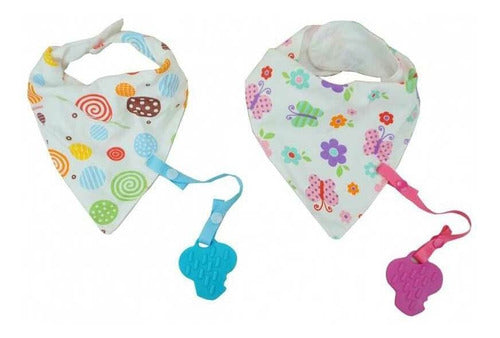 Bib with Pacifier Holder and Teether 0