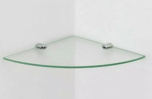 Set of 3 Glass 6mm Corner Shelves + 20x20 cm Brackets by Aluxse 3