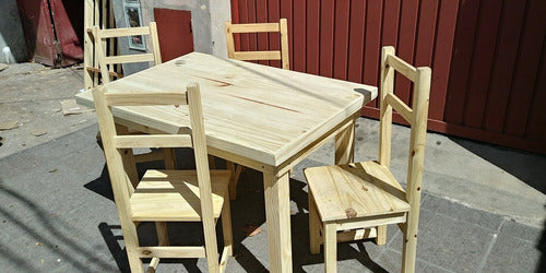 Solid Pine Table 1.20m x 0.80m + 4 Reinforced Chairs Set - ElCarpintero3 1