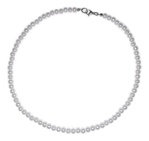 Acrylic Pearl Necklace Unisex Surgical Steel 4