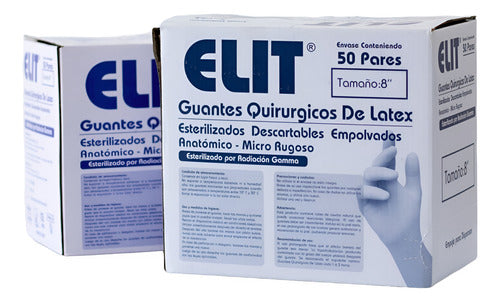 Elit Sterile Latex Surgical Gloves X 100 (50 Pairs) 0