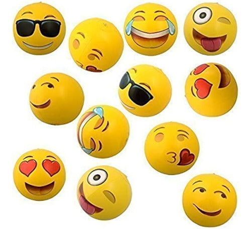 Kangaroo Universe Emoji: Inflatable Emoji Beach Balls 12" - Pack of 12 0