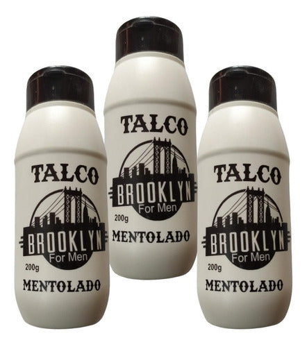 Talco Mentolado Brooklyn 3x200g Barbeiro Cabeleireiro 0