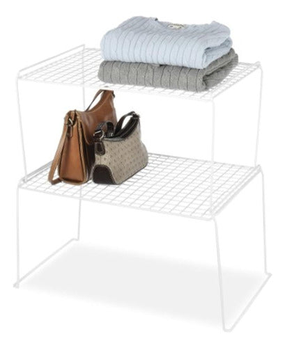 Whitmor White Wire Large Stacking Shelf 0