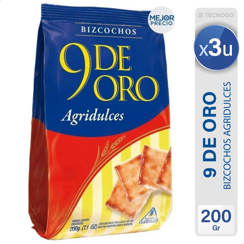 Bizcochos 9 De Oro Agridulces Galletitas - Pack X3 0