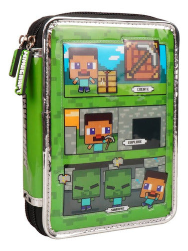 Cresko Double Compartment School Pencil Case Minecraft Original 1