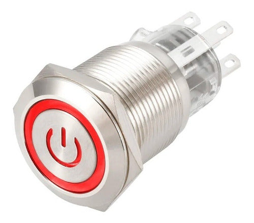 Metal Push Button with LED, Logo, and Retention - 16mm Red 0