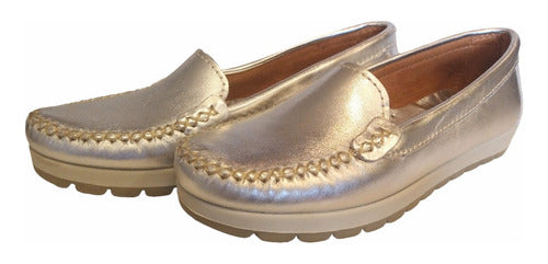 Ac 65 Shoes Silver Leather Moccasin Flats for Women 1