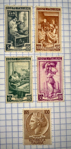 Sello Correo Antiguo Italia 5 Estampillas De Colección Véala 1